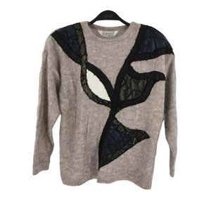 Vintage Carella Women's Gray Metallic Pullover Sweater Italy Size 8